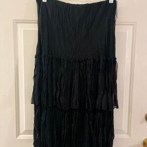 Linq Los Angeles Woman's 100% Silk Tiered Skirt Sz Lr